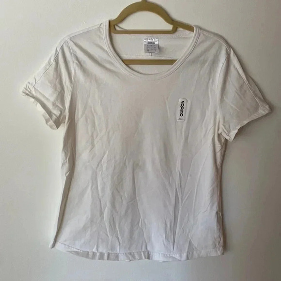 Adidas Crewneck White Breast Emblem Athletic Short Sleeve T-Shirt Size L - Picture 2 of 8
